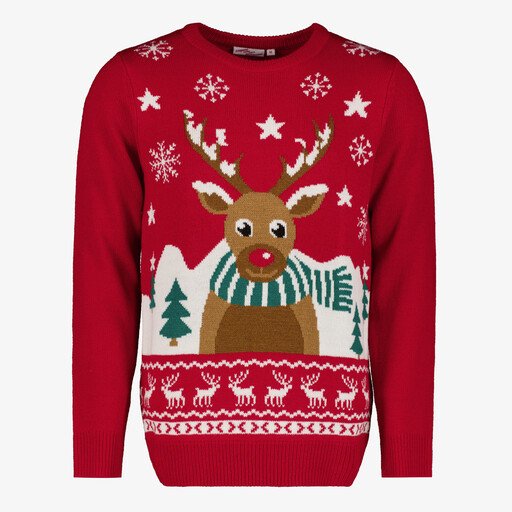 Foute kersttrui heren met rendier rood