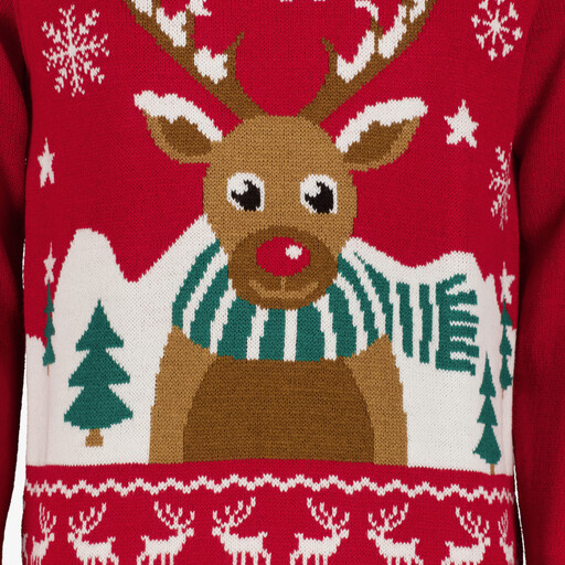 Foute kersttrui heren met rendier rood