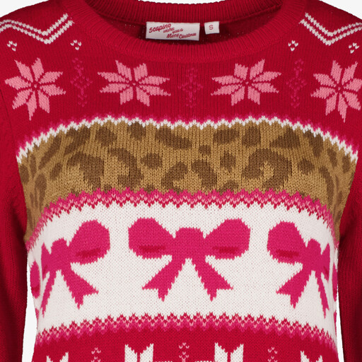 Foute kersttrui dames met print rood