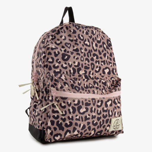 Meisjes rugzak met panterprint roze zwart