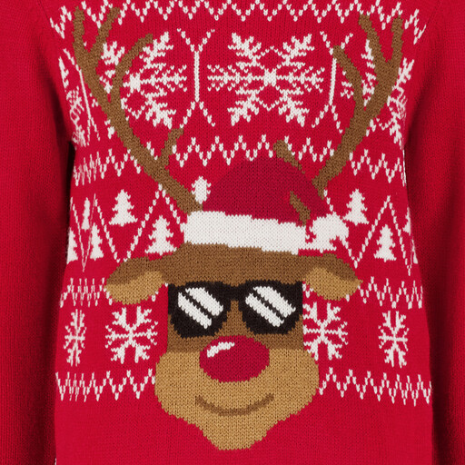 Foute kinder kersttrui met rendier rood