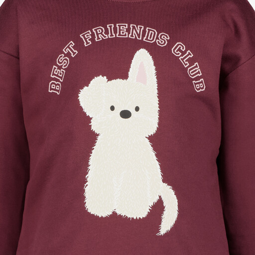 Name It meisjes trui met hondje bordeaux rood