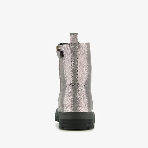Metallic meisjes veterboots zilverkleurig
