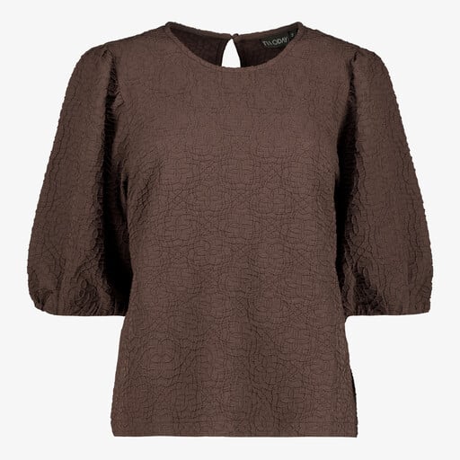 Dames shirt met pofmouwen bruin