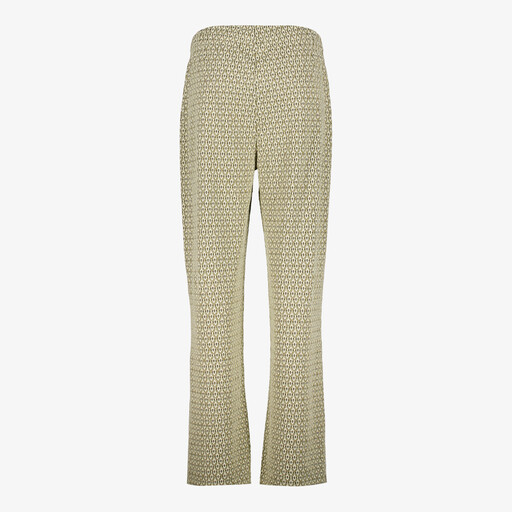 Dames wide leg broek met print groen beige