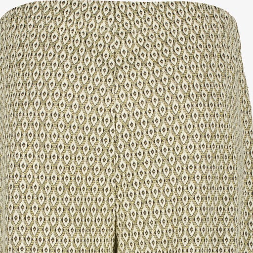 Dames wide leg broek met print groen beige