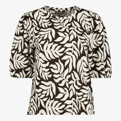 Dames shirt bruin/wit