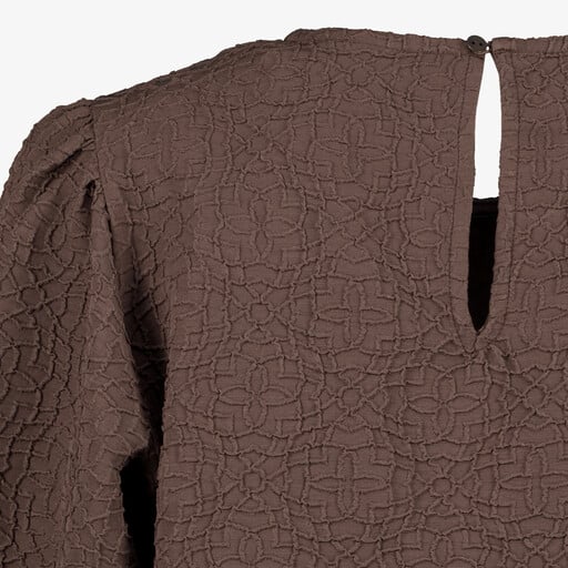 Dames shirt met pofmouwen bruin