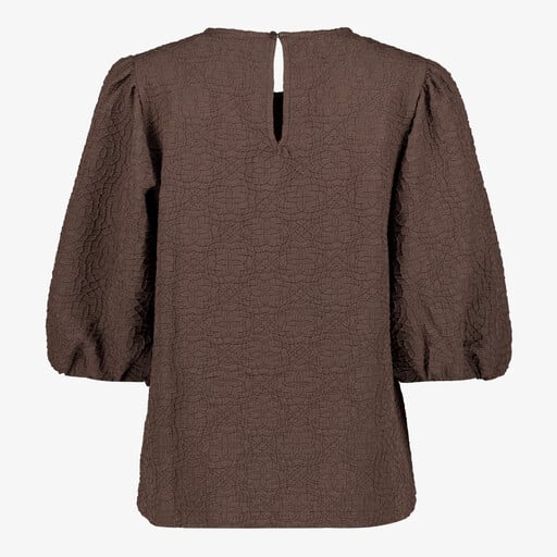 Dames shirt met pofmouwen bruin