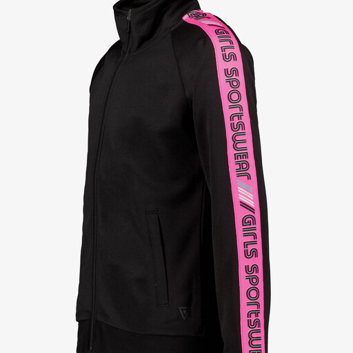 Meisje trainingsvest zwart roze