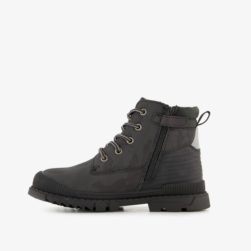 Jongens veterboots met camouflage zwart