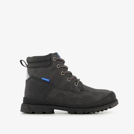 Jongens veterboots met camouflage zwart