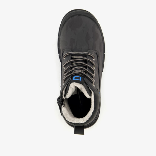 Jongens veterboots met camouflage zwart