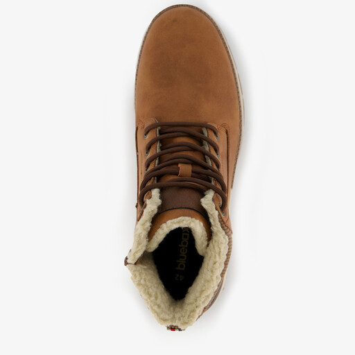 Gevoerde heren veterboots cognac bruin