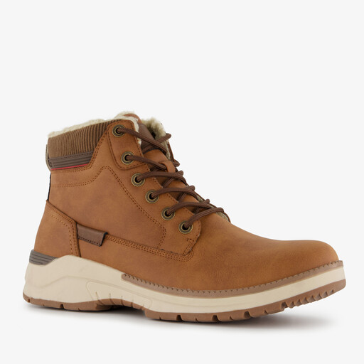 Gevoerde heren veterboots cognac bruin