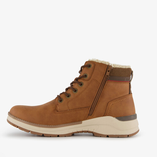 Gevoerde heren veterboots cognac bruin