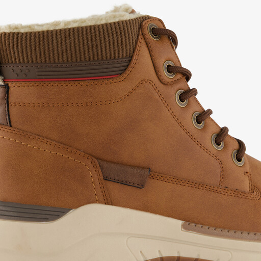 Gevoerde heren veterboots cognac bruin