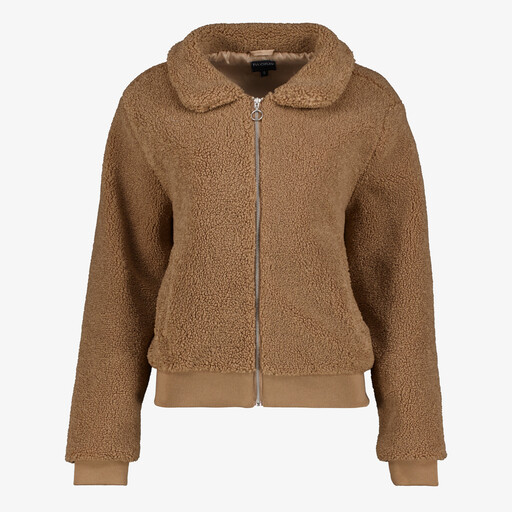 Dames teddy bomber jas bruin
