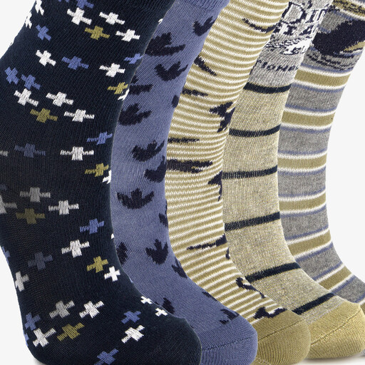 5 paar kindersokken met print blauw