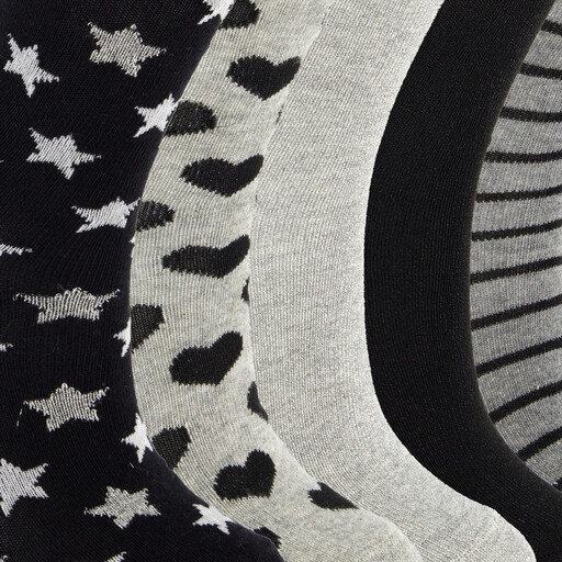 5 paar kindersokken met print zwart grijs