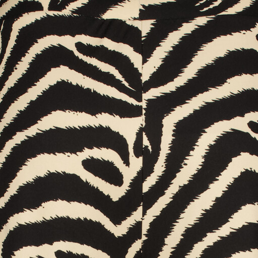 Wide leg dames broek met zebraprint zwart beige