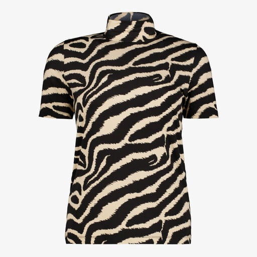 Dames top met zebraprint zwart beige