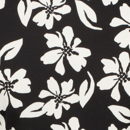 Dames top met bloemenprint zwart wit