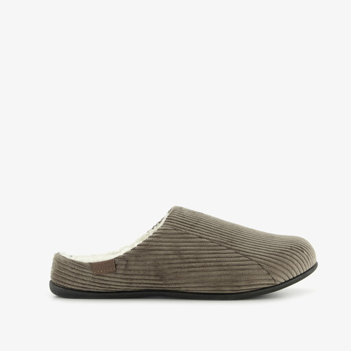 Heren pantoffels ribstof bruin