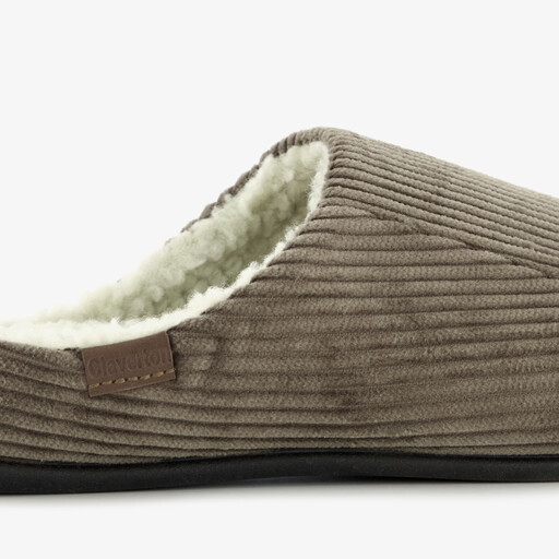 Heren pantoffels ribstof bruin
