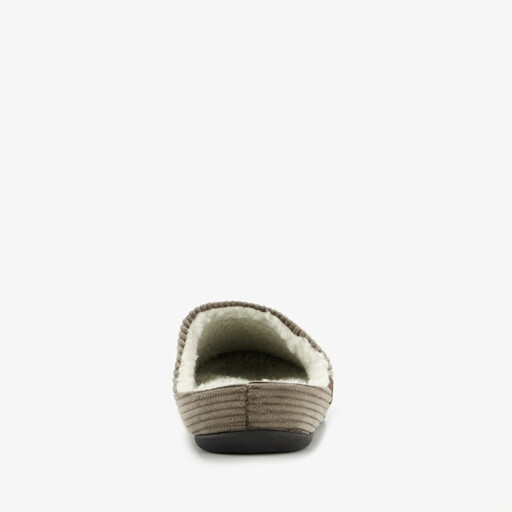 Heren pantoffels ribstof bruin