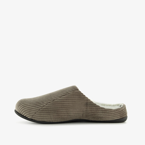 Heren pantoffels ribstof bruin