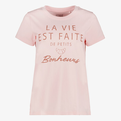 Dames t-shirt met opdruk roze