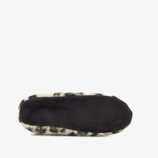 Gevoerde dames pantoffels met panterprint beige groen