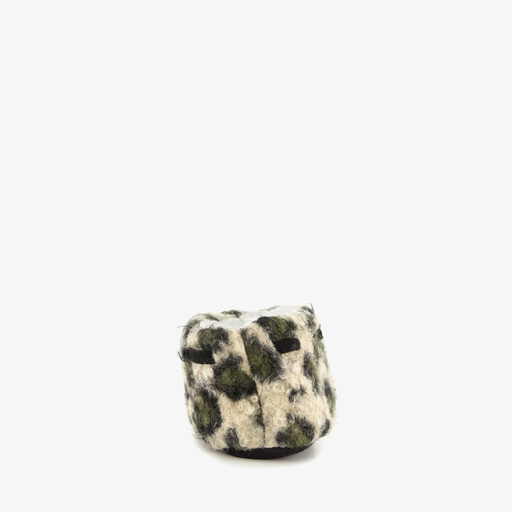 Gevoerde dames pantoffels met panterprint beige groen