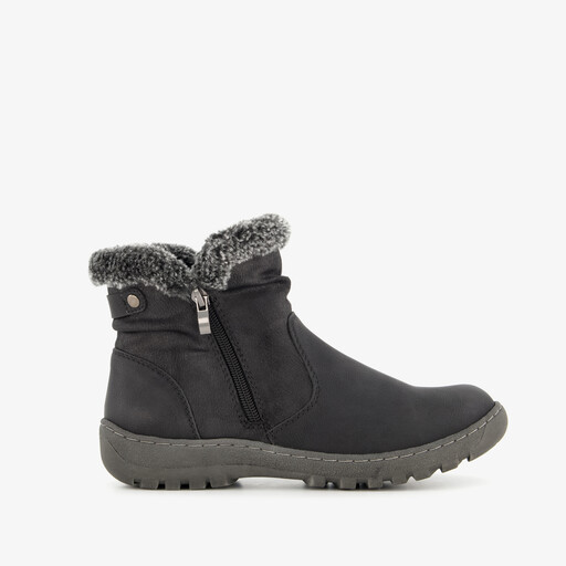 Gevoerde dames enkellaarsjes zwart