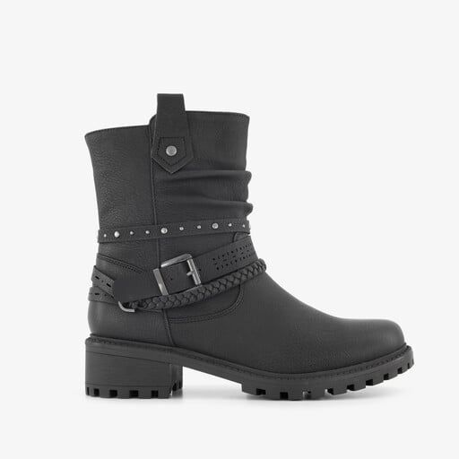 Dames boots met sierbandjes zwart