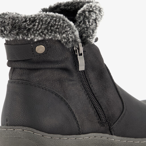 Gevoerde dames enkellaarsjes zwart