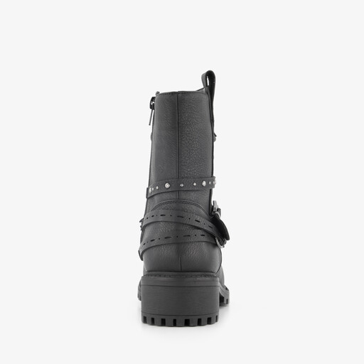 Dames boots met sierbandjes zwart