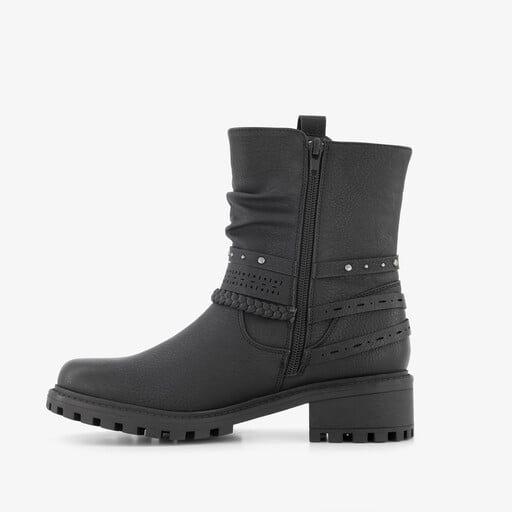 Dames boots met sierbandjes zwart