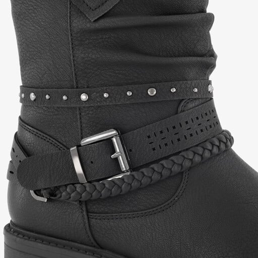 Dames boots met sierbandjes zwart