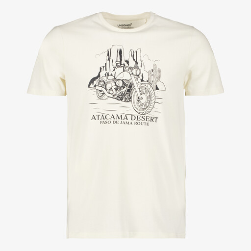 Heren T-shirt met opdruk creme