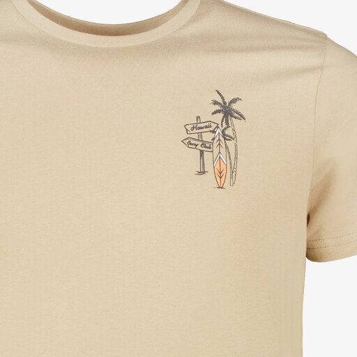 Heren T-shirt met backprint beige