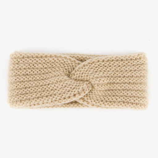 Gebreide dames hoofdband beige