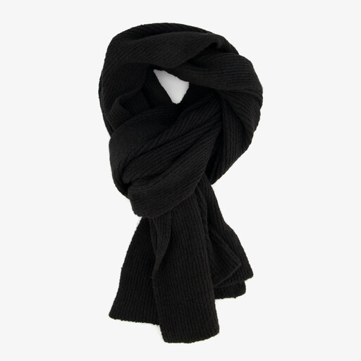 Ribgebreide dames sjaal zwart