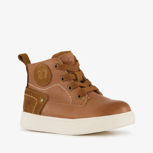 Leren jongens veterboots cognac bruin