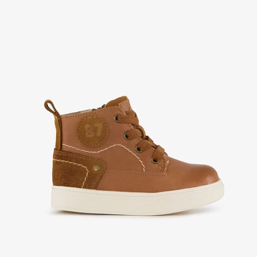 Leren jongens veterboots cognac bruin