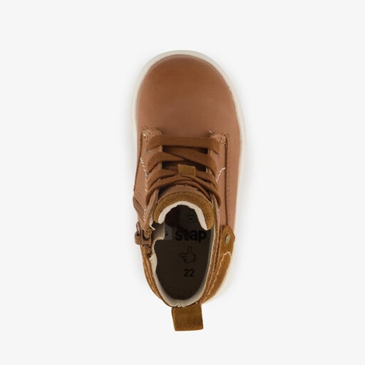 Leren jongens veterboots cognac bruin