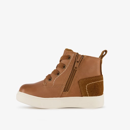 Leren jongens veterboots cognac bruin