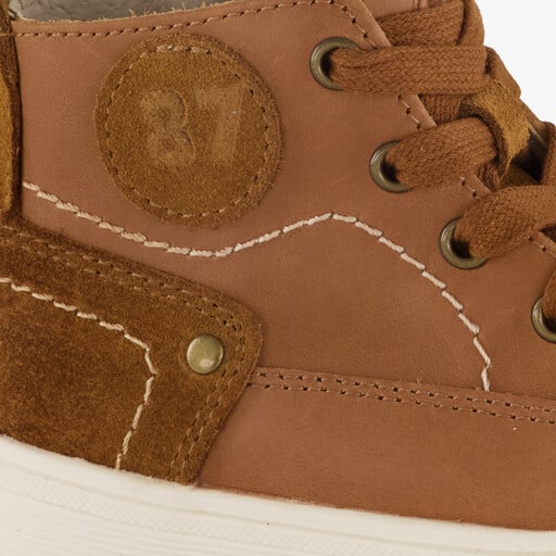 Leren jongens veterboots cognac bruin