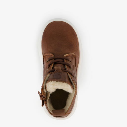 Hoge leren sneakers voor jongens cognac